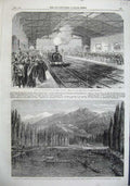 Original Old Antique Print 1863 Falmouth Truro Railway Train Punjab Srinnuggur