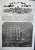 Old Antique Print 1863 Riots New York Attack Mob Tribune Office Fine Art 19th