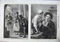 Original Old Antique Print 1863 Church Woman Girl Bible Boy Man Making Boats