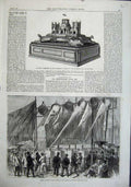 Old Antique Print 1863 Inkstand Princess Wales York Steam Engines Palace 19th