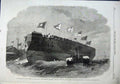 Original Old Antique Print 1863 Iron Clad Steam Ship Minotaur Thames Blackwall