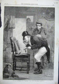 Original Old Antique Print 1863 Connoisseur Man Painting Campbell Fine Art 19th
