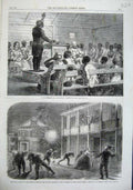 Original Old Antique Print 1863 Family Worship Carolina War America Charleston