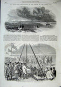 Old Antique Print 1863 View Breakwater River Tees Isaac Wilson Chairman 19th