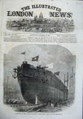 Old Antique Print 1863 Iron Clad Ship Queen Frigate Valiant Millwall War 19th