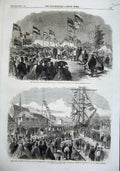 Old Antique Print 1863 Milward Cutting Turf Railway Hare Tramway Harbour 19th