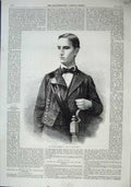 Original Old Antique Print 1863 Portrait Majesty George King Greeks Victorian