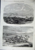 Old Antique Print 1863 View Londonderry Steeplechase Limerick Horse Race 19th