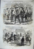 Original Old Antique Print Levy Japanese Infantry 1863 Cavlary Army War Horses