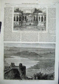 Original Old Antique Print 1863 View City Ajmere Hill Taragurh Dhurumsala Sahib
