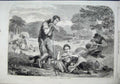 Old Antique Print 1863 Summer Country Scene Farmer Hay-Stack Dogs Horses 19th