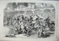 Old Antique Print 1863 Jousting Tournament Cremorne Gardens Horses Knight 19th