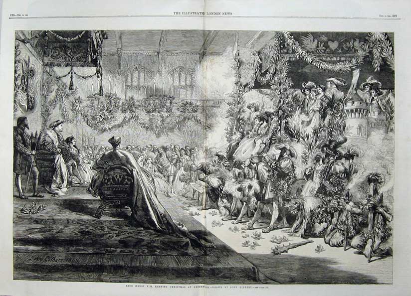 Old Antique Print 1863 King Henry Viii Christmas Greenwich Gilbert Art 19th