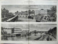 Antique Old Print Paris1863 Palace Louvre Tuileries Bridge River Fine Art 19th