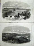 Old Antique Print River Nile 1863 Ripon Falls Windermere Karagweh Hills 19th
