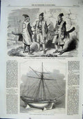 Old Antique Print 1864 Japan Warriors Dress Model Queen Elizabeth Yacht 19th
