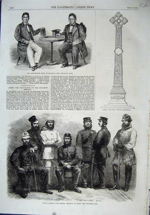 Old Antique Print Ambassadors Madagascar 1864 Police Guard British Pekin 19th