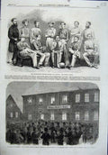 Original Old Antique Print 1864 Cricket Madras Calcutta War Schleswig Wrangel