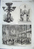 Old Antique Print 1864 Fancy Dress George'S Hall Liverpool Monument Mayor 19th