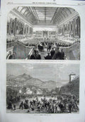 Old Antique Print Earl Carlisle Gallery Ireland Ice Skating Florence Art
