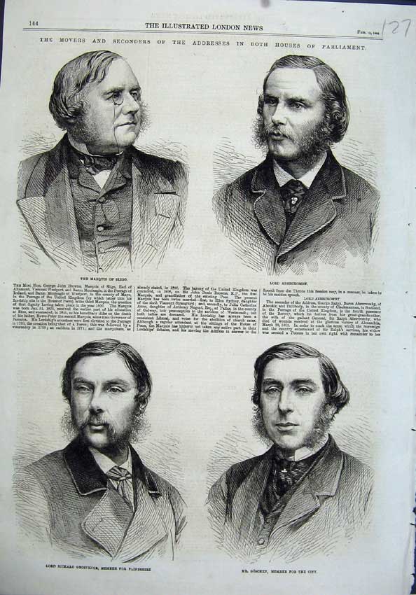 Old Antique Print 1864 Parliament Sligo Abercromby Goschen Grosvenor Lord 19th