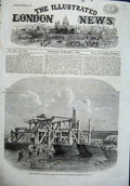 Original Old Antique Print 1864 Thames Embankment Works Westminster Bridge Art
