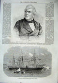 Old Antique Print William Shee Judge 1864 Pampero Ship Civil War Cruise 19th