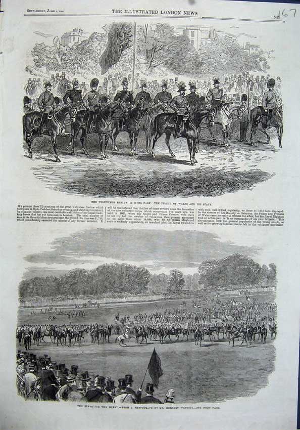 Old Antique Print 1864 Prince Wales Hyde Park Derby Horse Herbert Watkins 19th