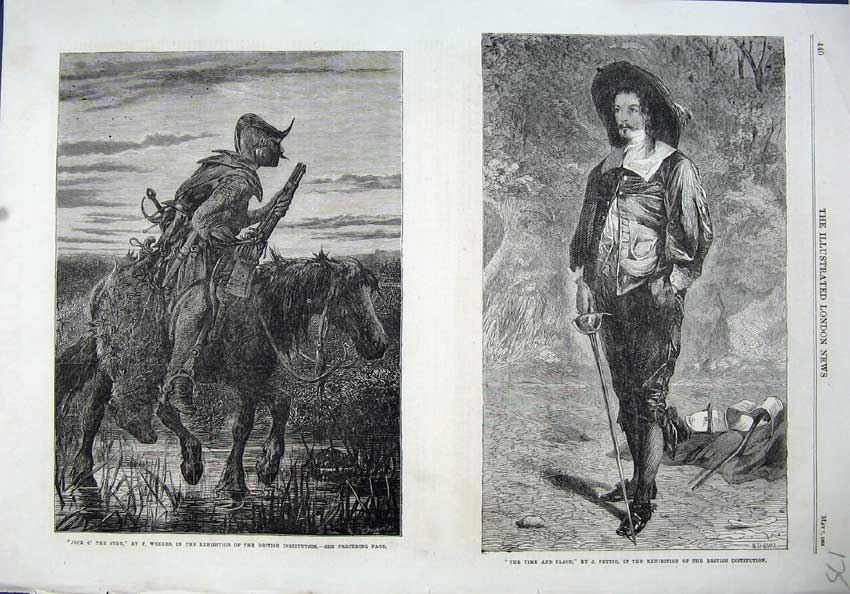 Original Old Antique Print 1864 Sier Horse Man Rifle Horse Uniform Sword Art