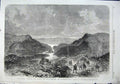 Old Antique Print 1864 Bradfield Resevoir Dale Dyke Embankment River Hill 19th