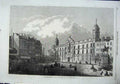 Original Old Antique Print 1864 Charring Cross Railway Station Building Street