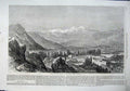Old Antique Print 1864 View Chilian Cordillera Santiago Mountains Trees 19th