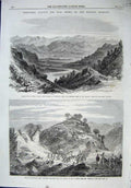 Old Antique Print 1864Chumla Valley Punjab Frontier War Crag Picket Goroo 19th