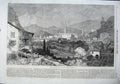 Old Antique Print 1864 View Susa Mont Cenis Church Mountains Houses Art 19th