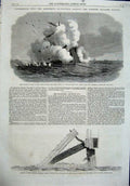 Original Old Antique Print Warrior Floating Target Armstrong Big Will Ship Art