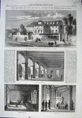 Old Antique Print Paris 1864 Prison National Guard Chamber Heating Room 19th