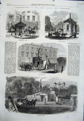 Old Antique Print London 1864 Kensington Gate Islington Notting-Hill City 19th