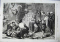 Original Old Antique Print Fine Art 1864 Tavern Brawl Men Swords John Gilbert