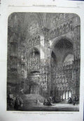 Old Antique Print Fine Art 1864 Chapel High Altar Cathedral Toledo Read 19th