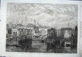 Original Old Antique Print 1864 Fine Art Railway Company Works River Southwark