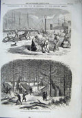 Old Antique Print 1864 War America General Stuart Rapidan Ships Runners 19th