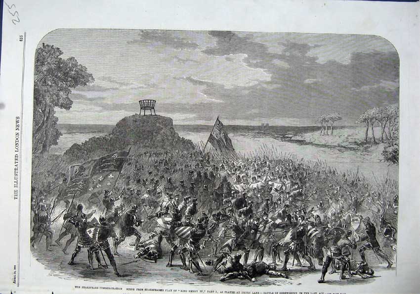 Old Antique Print 1864 Scene Shakspeare King Henry Drury Lane Theatre Art 19th