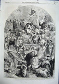 Original Old Antique Print Tableau Shakspeare Characters John Gilbert Art 1864