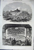 Original Old Antique Print 1864 Shakspeare Pavillion Stratford-On-Avon Interior