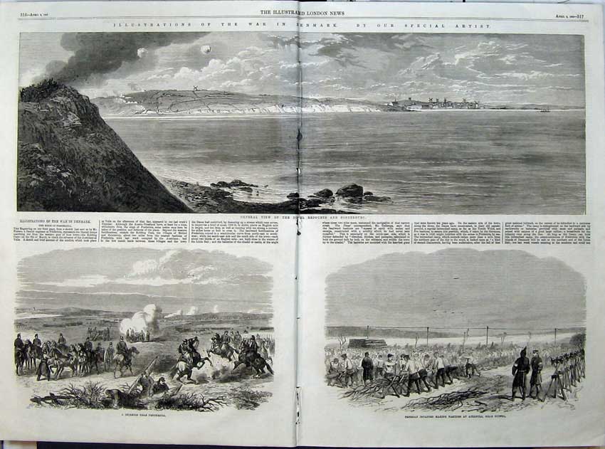 Antique Old Print 1864 War Denmark Duppel Redoubts Prussian Infantry Army 19th