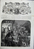 Original Old Antique Print 1864 Visit People Christmas Eve Horse Family Art