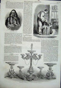 Original Old Antique Print 1864 Kaffir Witch Doctor Japanese Barber Testimonial