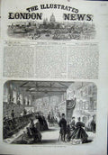 Original Old Antique Print 1864 Exhibition Lincoln School Art Paintings Gallery