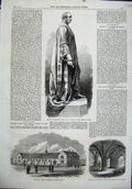 Old Antique Print Statue Prince Albert Salford 1864 Crypt Rochester Rifle 19th