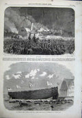 Old Antique Print Prince Wales Sweden Yacht Osborne 1864 Ship Alfred Flag 19th